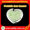 green heart shape alloy diamond portable jewelry bag hanger