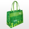 green laminated pp woven shopping tote bag