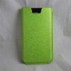 green pouch design leather case for iphone4
