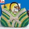 green summer natural straw bag