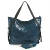 gridding snake lines genuine leather handbag