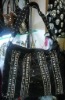 hand made rivet ladies fashion black pu handbags