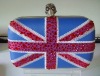 hard case clutch bags british flag evening bag/box clutch with skull head