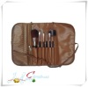 high quality Leather cosmetic brush pouch with loop makeup brush pouch