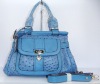 high quality lady handbag in blue color with customized brand