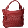 hollowed-out PU leather handbag