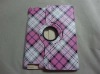 hot sales 360 degree rotating check pattern leather case for ipad2