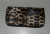 hot sell brown leopard double zipper lady card holder purse