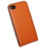 hot sell second cowhide for iphone 4 flip in case