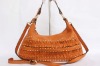 (in stock) 2012 new leather handbag,Rivet handbag,shoulder messenger bags,top brand in ladies bags,Lock hasp,037060