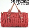 (in stock)rose Nylon with leather fold,popular nylon ladies handbag,Messenger bag,Hobo bags,With chain handle Brand handbag,3016