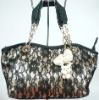 japan style fashion black lace ladies handbag