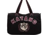 kaki branded canvas luggage bag