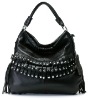 korean design ladies leather rivet handbag