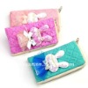 korean style eared rabbit with bowknot multi-purpose coins wallet purse cellphone bag