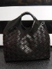 ladies fashion bag weave pu handbags with fabric