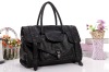 ladies fashion black leather handbag 016