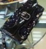 ladies fashion pearl film clutch black handbags