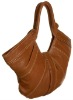 ladies' genuine leather shoulder bag with topstitching