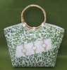 ladies' paper straw beach bag with bamboo handle