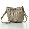 ladies studded handbag with drawstring decoration