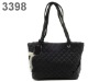 lady black leather checked hand bag