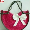 lady fashion red straw bag