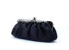 lady fashion royal black satin clutch evening bag077