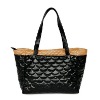 lady quilted patched tote bag