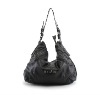 lady's black knitted PU handbag