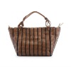 lady's brown knitted PU handbag