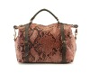 lady's chocolate snake PU leather handbag