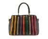 lady's colorful bars PU handbag