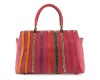 lady's colorful bars PU handbag