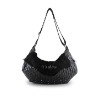 lady's fancy winter nylon bag with artificial diamond