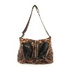 lady's leopard PU handbag with beaded diamonds