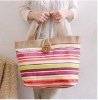 lady stripe canvas tote bag