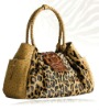 large size stylish fur and ostrich luxury women handbag
