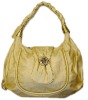 latest fashion woman light yellow tote handbag with acrylic accessory