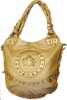 latest fashion woman light yellow tote handbag with acrylic accessory