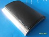 leather business card holder /metal black men name card case / leather and metal fancy business id card holder