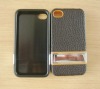 leather case for iphone 4g with a kickstand; Metal stander mobile phone case; for iphone case-custom design; PC+Leather case
