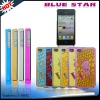 leather one case with diamond with lint  with electroplate craft design case for iphone4g