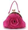 leather rose hand bag