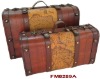 leather suitcase (antique wooden craft)(wooden box)