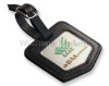 leather travel tag with metal logo