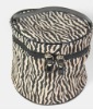 leopard-grain leather cosmetic bag