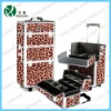 leopard professional rolling makeup case,makeup train case