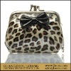 leopard skin point coin purse with key ring