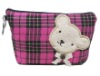 lovely cotton bear vanity pouch bag with foam padded